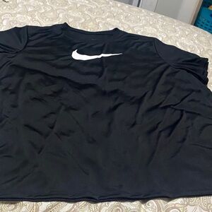 Nike Black Short-Sleeve Athletic Tee with White Swoosh